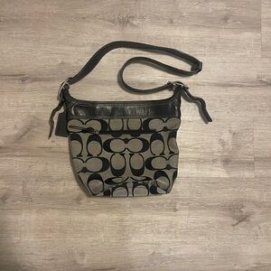 Coach Black and Gray Signature Shoulder Bag